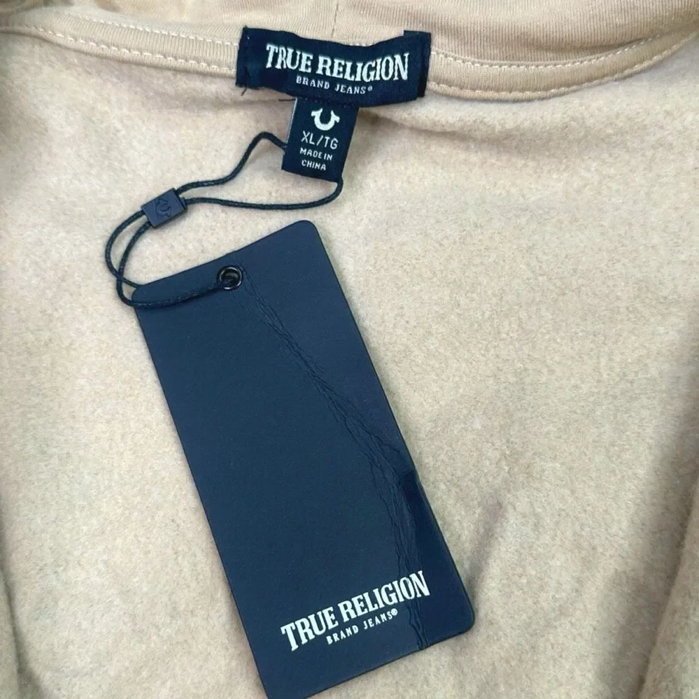 True Religion Buddha Logo Seal Full Zip Hoodie - Size XL - Travertine